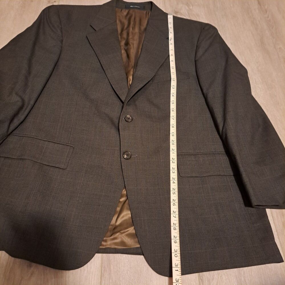 Chaps Ralph Lauren Mens Glen Plaid Wool Blazer Sport Coat Vintage 44S Gray Brown - Picture 10 of 16
